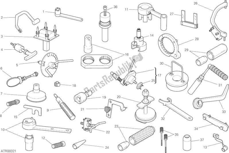 All parts for the Workshop Service Tools (engine) of the Ducati Hypermotard 939 SP USA 2016